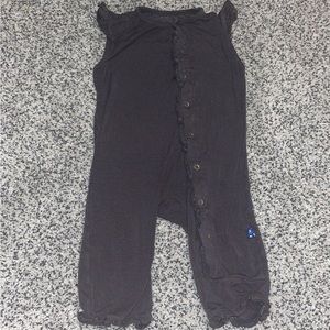 Bamboo Grey Kickee Pants 6-12 Months Ruffle Tank buttoned Romper